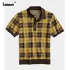 Polos masculine 2024 Angleterre Style Polo Plaid vintage Polo plus taille Mens Mashion Boutons Top Paulours