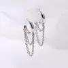 Çember Küpeler Gümüş Renkli Çift Katmanlı Zincir Püskül Kadınlar için Soğuk Stil Moda Takı 2024