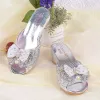 Sneakers Girls Summer Sandals Slipper Sequined Princesse Children High Heel Party Dress Shoes Leather Slipper For Kids Slides