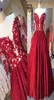 Кружевные аппликации Outshoulder Pufpy Red Long Dloves Promes See Then Matte Satin Evening Dress vestidos largos de fiest9132513