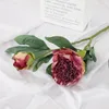 Dekorative Blumen künstliche Retro verbrannte Kante Pfingstrose Seiden gefälschte Pflanze Valentinstag Geschenk Simulation Blume Pink Penpfen Bouquet Hall Dekor Dekor