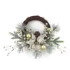 Flores decorativas Ornamento da porta da coroa de Natal com pinecone Flor Artificial Garland Swag Swag para festa