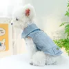 Vestuário de cachorro fofo jeans bonitos roupas para cães pequenos de estilo clássico de cor azul com fivela de tração