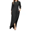 Casual Dresses Vintage Loose Shirt Dress Office Fashion Lapel Collar Button Party Maxi 2024 Women Long Sleeve Denim