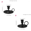 Candle Holders Iron Vintage Candlestick Black Holder Stand Round Base Taper Candles For Dining Party Sturdy Home Decoration