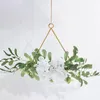 Decorative Flowers QWE123 Artificial Green Leaves Wreath Wedding Hoops Metal Ring Garland Decor Pendent Hanging Decoration Accessories