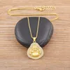 Pendant Necklaces Nidin Classic Exquisite Maitreya Buddha Necklace Inlaid Shiny Zircon Crystal Ladies Lucky Amulet Fortune Jewelry Gifts