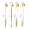 Kaffescoops 5st rostfritt stålsked Cherry Rose Gold Silver Scoop Christmas Gifts Kitchen Accessories Table Proware Decor