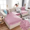 Kudde tjock sammet soffa säte täcker plysch rosa elastisk slipcover icke-halk soffa täckning för vardagsrum