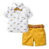 Ensembles de vêtements 2024 Toddler gentleman tenue enfants chemise à manches courtes avec pantalon papillon bébé vêtements garçons enfants