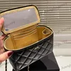 Frauen schwarze Lambskin Klassische Koffer gesteppte Eitelkeitsbox Taschen Gold Ball Chain Crossbody Schulter Kosmetikkoffer Make -up -Geldbörse Diamantgitter Handtaschen 11 cm 17 cm