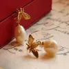 Bengelen oorbellen vlekkeloze witte barokke drop -parel hanger 18k Thanksgiving hook Valentijnsdag sieraden accessoires vrouwen oorbot