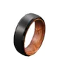 8mm Black Tungsten Carbide Ring with Whiskey Barrel Wood Mens Wedding Band70731089773228