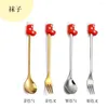 Spoons Cartoon Doll Spoon Q Version Christmas Stirring Cute Lucky Bag Fork Dessert Souvenir