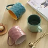 Mugs 400ML Contrast Color Ins Wind Nordic Ceramic Mug With Lid And Spoon Household Water Cup Simple Coffee Milk Breakfast