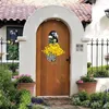 Decorative Flowers Spring Decor For Front Door Artificial Basket Wreath Wildflower With Plaid