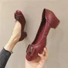 Dress Shoes Plus Size 42 High Heels Bow Soft Leather Women Pumps Ladies Slip On Work Office Casual Low Red Wedding