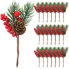 Flores decorativas 10pcs simulación de pino cone ramas rojas decoraciones navideñas bayas de Navidad