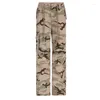 Frauen Jeans Vintage Camouflage Cargo Hosen Frauen Binden Sie Streetwear -Taschen Denim Grunge Märchen gerade Bein Baggy Capris zusammen