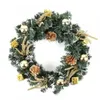 Flores decorativas pré -iluminadas Artificial Christmas Wreath |Reunido com decorações mistas e luzes amarelas amarradas para a porta da frente