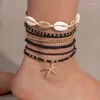 Cavigliere bohemian rice perle tratto elastico set di cavigliere per donne a stella marina bracciale alla caviglia sul piede delle gambe gioielli da spiaggia femmina