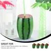 Disposable Cups Straws 4 Pcs Drinking Lids Mug Watermelon Hawaiian Party Decoration Supplies Plastic Banquet