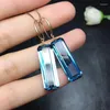 Boucles d'oreilles en peluche de haute qualité incrustées rectangular bleu cristal goutte pour femmes charme minimaliste de la mode