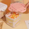 Botellas de almacenamiento Caja de pastel cuadrado Caja de postre reutilizable con tapa de helado sellado Recipiente de queso Refrigerador de verduras Fresco