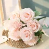 Fiori decorativi Absf Absf Rose blu artificiale Silk Rose Flower Bouquet Home Garden Decoration Wedding