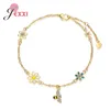 Braccialetti di fascino 925 Sterling Silver Cute Bracciale di strass per fiori di abee carino per femminili da ragazza regalo