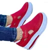 Casual Shoes Fashion Sneakers for Women Red Zapatillas Mujer Vintage Mesh Breattable Loafers Tenis Feminino Sports Flats 159