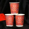 Disposable Cups Straws Wedding Paper Cup Red Happy Word Banquet Hard And Thick