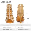 Dance Buty Dileechi Women Party Velvet Shining Rhinestones Sofe Sole Latin Bronze Black Salsa Obcing 9 cm