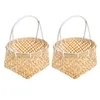 Geschirrsets 2pcs gewebte Blumenkorb Rattan Hochzeit mit Griffmädchen Körbe Container Dekorative Obstorganisator