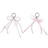 Keychains Stylish Key Chain Pearls Pärled Bowknot Keyrings Butterfly Knot Keychain For Women Girls Bowed Phone Decoration