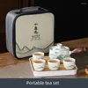 Zestawy herbaciarni Ceramiczny zestaw herbaty Porcelana Gongfu Przenośna filiżanka na ceremonię czajnika 360 °