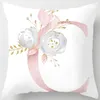 Pillow White Pink Alphabet Pillowcase Letter A-Z Flower Cover Sofa Home Decor