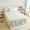 Jupe de lit 1pc dentelle en dentelle de couleur unie à volants couvre-lits de chambre à coucher couvre-lit de matelas non glissé / lit de lit