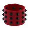 Bracelets de liaison bracelet punk rouge en cuir large pour femmes hommes goth girl bijoux de bracelet clouted