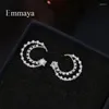 Kolczyki stadniskie Emmaya moda design księżyc kształt symetryczny kolczyk do womengirls z gwiazdą perłową cyrkonia wspaniała biżuteria w