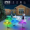 Décoration de fête Double méduse solaire Lumière 7 couleurs Lumières de jardin LED Fibre optique extérieur imperméable Lampe de décoration pour le patio de pelouse