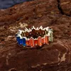 Cluster Rings Real S925 Silver Colored Women Rainbow Diamond Earrings Female 5A Zircon Original Design Luxury Jewelry Girl Gift