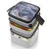 Geschirr - Acotar Doppelschicht Bento Box Salat Tragbare Picknicksterne Galaxy Celestial Tattoo Aquarell Aquarell Aquarell