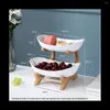 Moules à cuisson Double couche moderne salon en bois Snack multicouche Snack Net Fruit Red Plaque de dessert blanc