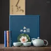 Ensembles de voies de thé Wizamony Style chinois Guochao Geyao Céramic Tea Set Retro Activités d'ouverture culturelles et créatives Gift Personnalisé Logo