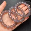 Dekorativa figurer Specialfärg Rök Purple Natural Chalcedony Crystal Healing Old Style Bead Armband Fashion Smyckesgåva till vänner