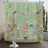 Douchegordijnen Plantenbloemen en vogels Gordijn Gedrukte moderne minimalistische stijl Polyster Fabric Home Decor Badkamer met haken