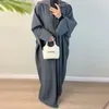 Etniska kläder öppna abaya för muslimska vinterkläder kvinnor täcker tjock glitter abayas dubai höst kalkon lång varm klänning islamisk outfit