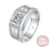 Original Solid 925 Silver Ring Men Wedding Jewelry Inlay Sona CZ Diamant Stone Engagement Rings for Men M0455205604