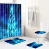 Bath Mats Zeegle Merry Christmas Shower Curtain Washable Toilet Mat Bathroom Carpet Anti-slip Absorbent Rug Set